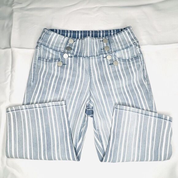 DG2 Diane Gilman SP FLEX stretch Sailor Pedal Pusher Capri Stripe Pants NICE 762 - Picture 2 of 12